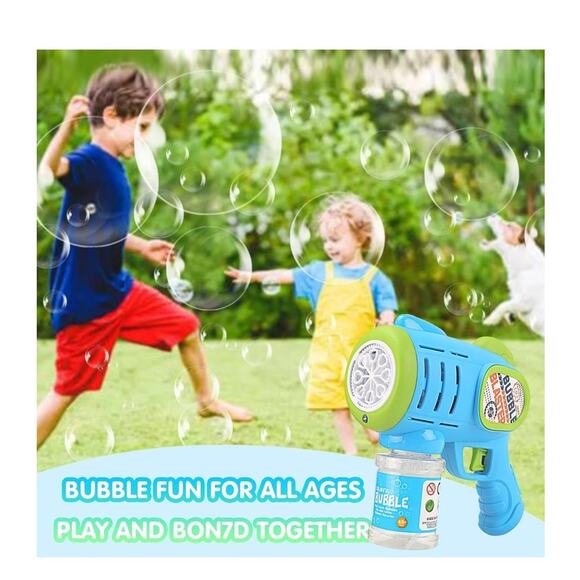 2 Pack Bubble Gun Machine Automatic Light Up, 4 Bottles 10 Bags Refill Solution - Picture 7 of 8